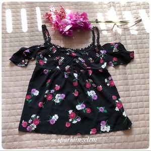 Express cold shoulder floral top XXS